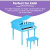 imageBest Choice Products Kids Classic Wooden 30Key Mini Grand Piano Musical Instrument Toy w Piano Lid Bench Foldable Music Rack Song Book Note Stickers Enamel Finish  BlackLight Blue