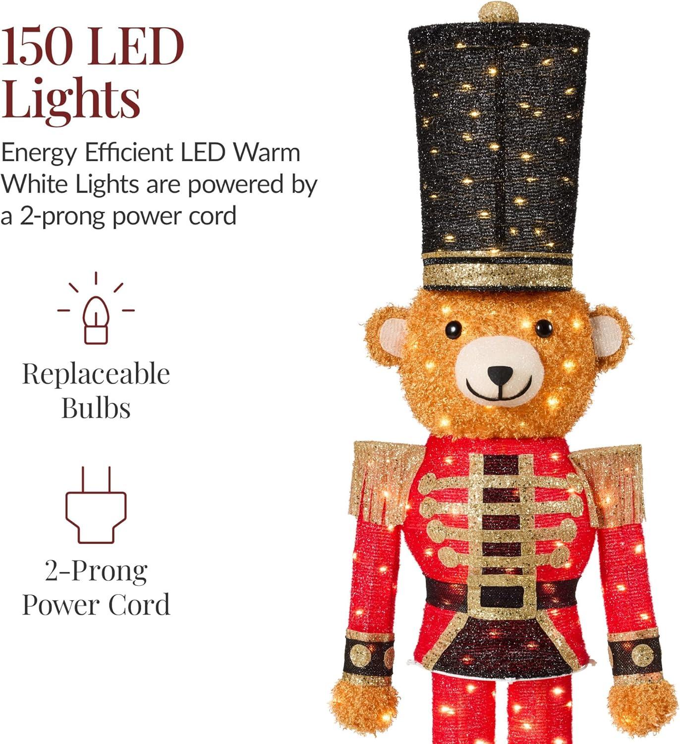 imageBest Choice Products Christmas Nutcracker Bear 5ft Pop Up Lighted Large Holiday 3D Yard Decoration w 150 Twinkling LED Lights for Outdoor Indoor  Red5ft Bear Nutcracker