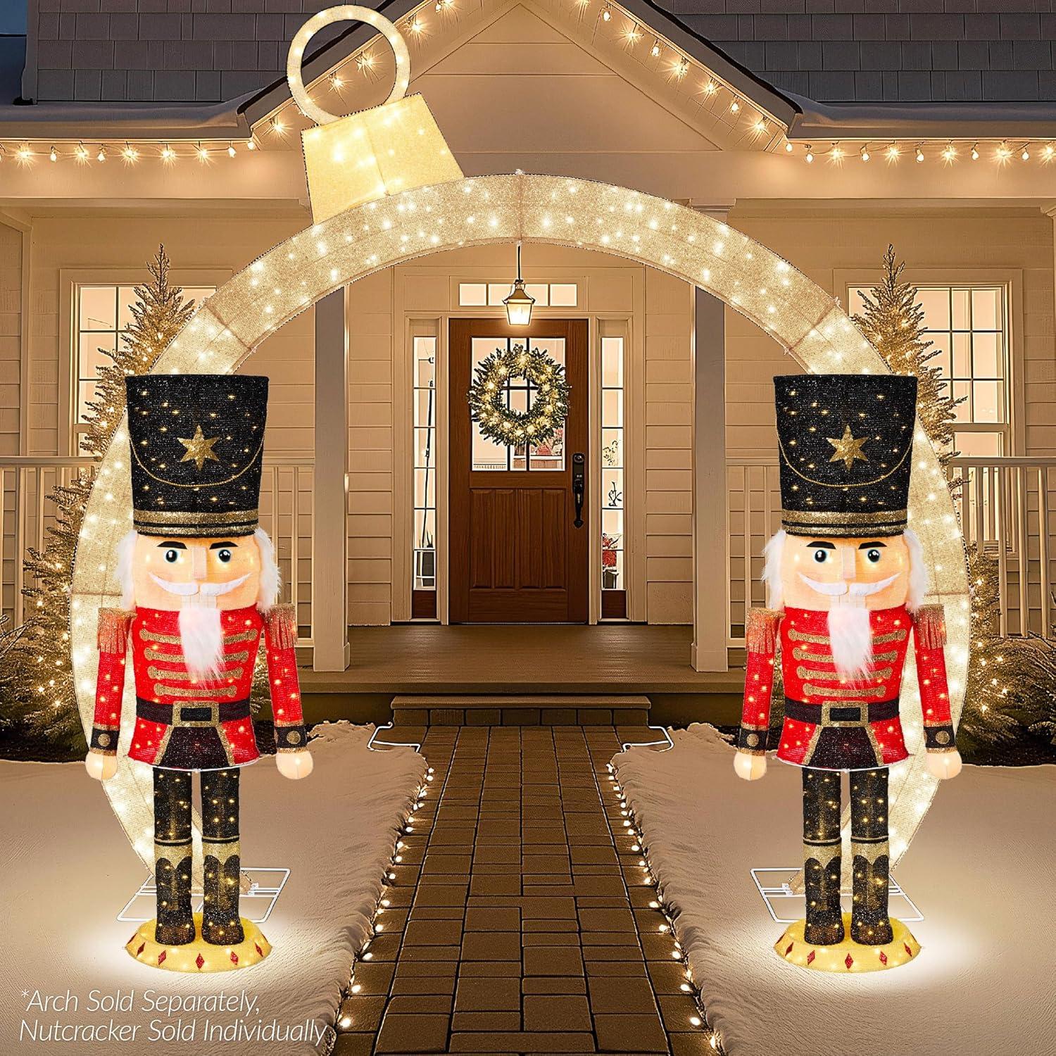 imageBest Choice Products Christmas Nutcracker Bear 5ft Pop Up Lighted Large Holiday 3D Yard Decoration w 150 Twinkling LED Lights for Outdoor Indoor  Red5ft Nutcracker