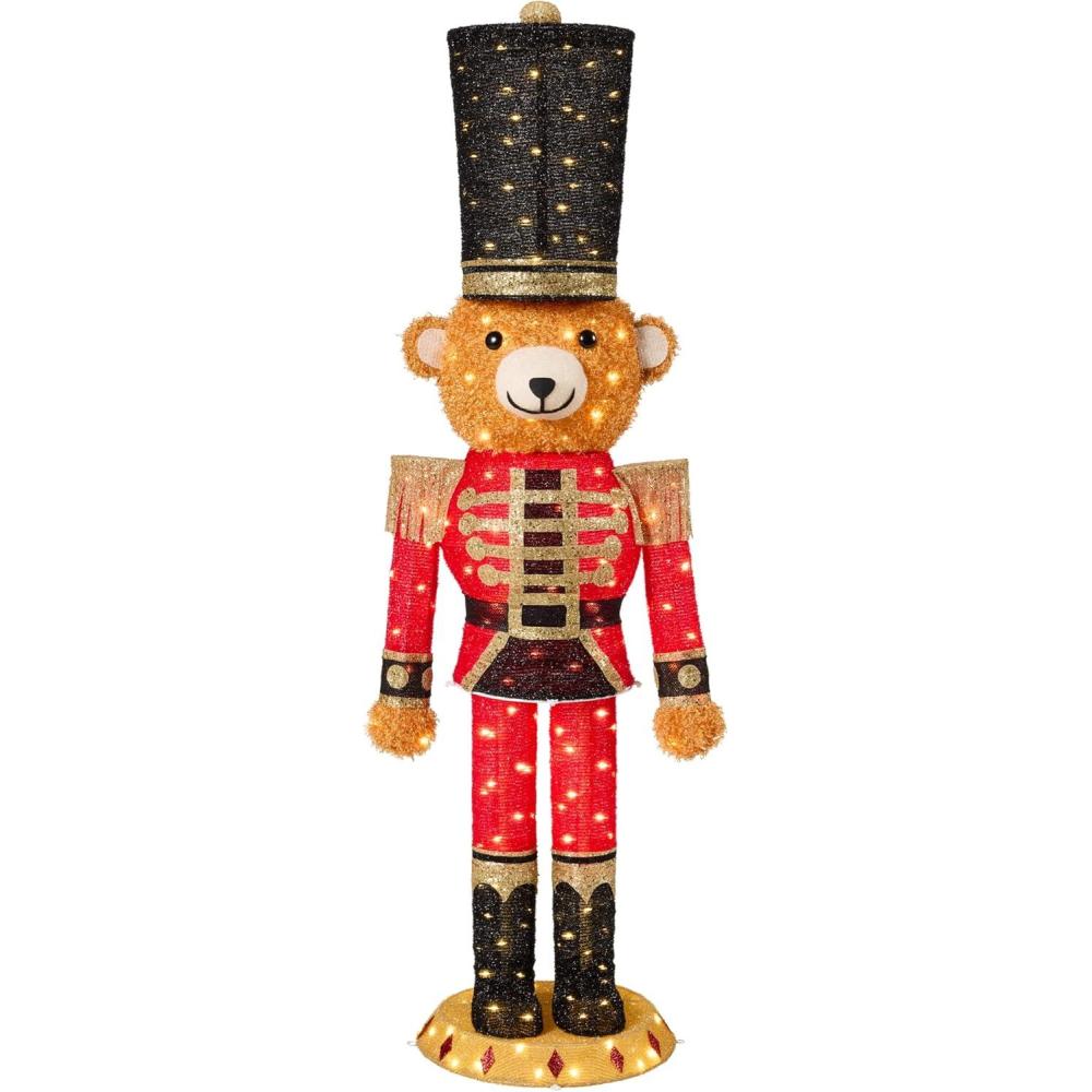 imageBest Choice Products Christmas Nutcracker Bear 5ft Pop Up Lighted Large Holiday 3D Yard Decoration w 150 Twinkling LED Lights for Outdoor Indoor  Red5ft Bear Nutcracker
