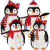 imageBest Choice Products 4Piece Lighted Penguin Family Large 3ft PopUp Outdoor Christmas Holiday Decoration w 300 LED Lights Multicolored Lights  Red