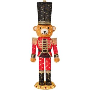 imageBest Choice Products Christmas Nutcracker Bear 5ft Pop Up Lighted Large Holiday 3D Yard Decoration w 150 Twinkling LED Lights for Outdoor Indoor  Red5ft Bear Nutcracker