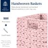 imageBest Choice Products 105x105in Pack of 5 Cube Storage Baskets Water Hyacinth Multipurpose Collapsible Organizers Handwoven Laundry Totes for Laundry Living Room Kids Room ampamp Nursery  SagePink