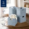 imageBest Choice Products 105x105in Pack of 5 Cube Storage Baskets Water Hyacinth Multipurpose Collapsible Organizers Handwoven Laundry Totes for Laundry Living Room Kids Room ampamp Nursery  SageBlue