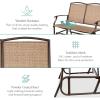 imageBest Choice Products 2Person Outdoor Patio Swing Glider Steel Bench Loveseat Rocker for Deck Porch wTextilene Fabric Steel Frame  BrownBrown