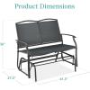 imageBest Choice Products 2Person Outdoor Patio Swing Glider Steel Bench Loveseat Rocker for Deck Porch wTextilene Fabric Steel Frame  BrownDark Gray