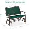 imageBest Choice Products 2Person Outdoor Patio Swing Glider Steel Bench Loveseat Rocker for Deck Porch wTextilene Fabric Steel Frame  BrownForest GreenBrown