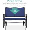 imageBest Choice Products 2Person Outdoor Patio Swing Glider Steel Bench Loveseat Rocker for Deck Porch wTextilene Fabric Steel Frame  BrownNavyBlack