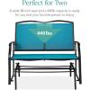 imageBest Choice Products 2Person Outdoor Patio Swing Glider Steel Bench Loveseat Rocker for Deck Porch wTextilene Fabric Steel Frame  BrownPeacock BlueBlack