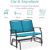 imageBest Choice Products 2Person Outdoor Patio Swing Glider Steel Bench Loveseat Rocker for Deck Porch wTextilene Fabric Steel Frame  BrownPeacock BlueBlack