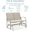 imageBest Choice Products 2Person Outdoor Patio Swing Glider Steel Bench Loveseat Rocker for Deck Porch wTextilene Fabric Steel Frame  BrownTaupe