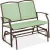 imageBest Choice Products 2Person Outdoor Patio Swing Glider Steel Bench Loveseat Rocker for Deck Porch wTextilene Fabric Steel Frame  BrownSage GreenBrown