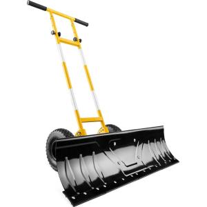imageBest Choice Products 24in HeavyDuty Snow Pusher Hand Plow for Snow Removal Ergonomic Handle Easy Storage  BlackYellow