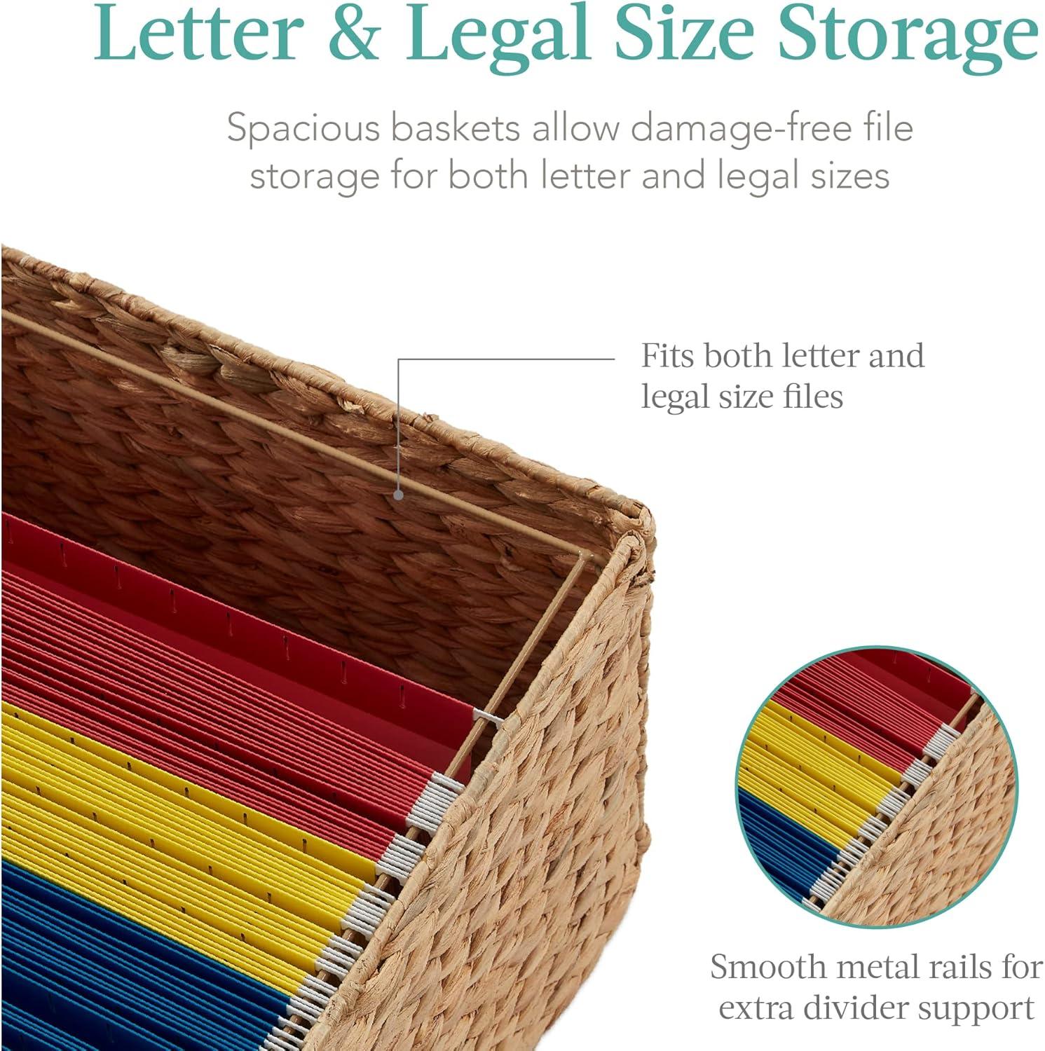 imageBest Choice Products Vertical Rolling File Cabinet Multipurpose Portable Water Hyacinth Basket Organizer for Home Office Workspace wRubberwood Frame Metal Sliders Locking Caster Wheels  MochaNatural