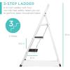 imageBest Choice Products 3 Step Ladder Folding Sturdy Lightweight Portable Step Stool for Kitchen Bedroom Home wNonSlip Rubber Feet Padded Platforms Pads 330lb Capacity  White3Step