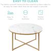 imageBest Choice Products 36in Faux Marble Accent Table Modern End Table Large Coffee Table Home Decor for Living Room Dining Room Tea Coffee wMetal Frame Foot Caps Designer  WhiteGoldWhiteBronze Gold