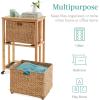 imageBest Choice Products Vertical Rolling File Cabinet Multipurpose Portable Water Hyacinth Basket Organizer for Home Office Workspace wRubberwood Frame Metal Sliders Locking Caster Wheels  MochaNatural