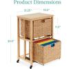 imageBest Choice Products Vertical Rolling File Cabinet Multipurpose Portable Water Hyacinth Basket Organizer for Home Office Workspace wRubberwood Frame Metal Sliders Locking Caster Wheels  MochaNatural