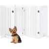 imageBest Choice Products 315in 4Panel Freestanding Wooden Pet Gate wWalk Through Door Adjustable Pen Support Feet  EspressoWhite