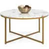 imageBest Choice Products 36in Faux Marble Accent Table Modern End Table Large Coffee Table Home Decor for Living Room Dining Room Tea Coffee wMetal Frame Foot Caps Designer  WhiteGoldWhiteBronze Gold