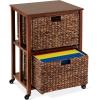 imageBest Choice Products Vertical Rolling File Cabinet Multipurpose Portable Water Hyacinth Basket Organizer for Home Office Workspace wRubberwood Frame Metal Sliders Locking Caster Wheels  MochaMocha