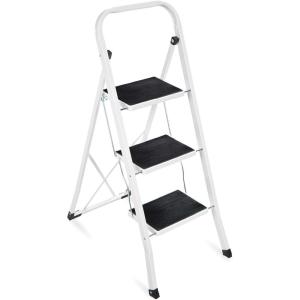 imageBest Choice Products 3 Step Ladder Folding Sturdy Lightweight Portable Step Stool for Kitchen Bedroom Home wNonSlip Rubber Feet Padded Platforms Pads 330lb Capacity  White3Step