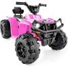 imageBest Choice Products 12V Kids RideOn Electric ATV 4Wheeler Quad Car Toy wBluetooth Audio 24mph Max Speed Treaded Tires LED Headlights Radio  BluePink