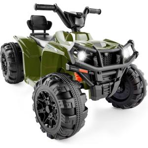 imageBest Choice Products 12V Kids RideOn Electric ATV 4Wheeler Quad Car Toy wBluetooth Audio 24mph Max Speed Treaded Tires LED Headlights Radio  BlueArmy Green