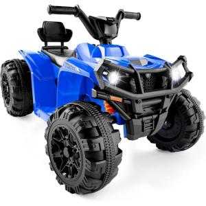 imageBest Choice Products 12V Kids RideOn Electric ATV 4Wheeler Quad Car Toy wBluetooth Audio 24mph Max Speed Treaded Tires LED Headlights Radio  BlueBlue