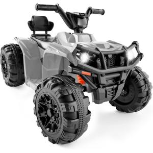 imageBest Choice Products 12V Kids RideOn Electric ATV 4Wheeler Quad Car Toy wBluetooth Audio 24mph Max Speed Treaded Tires LED Headlights Radio  BlueGray