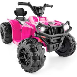 imageBest Choice Products 12V Kids RideOn Electric ATV 4Wheeler Quad Car Toy wBluetooth Audio 24mph Max Speed Treaded Tires LED Headlights Radio  BlueHot Pink