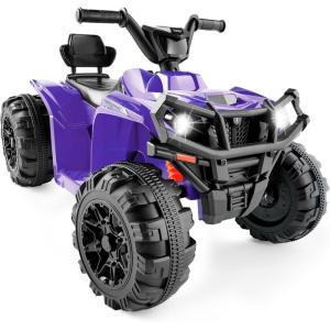 imageBest Choice Products 12V Kids RideOn Electric ATV 4Wheeler Quad Car Toy wBluetooth Audio 24mph Max Speed Treaded Tires LED Headlights Radio  BluePurple
