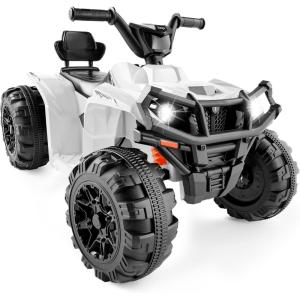 imageBest Choice Products 12V Kids RideOn Electric ATV 4Wheeler Quad Car Toy wBluetooth Audio 24mph Max Speed Treaded Tires LED Headlights Radio  BlueWhite