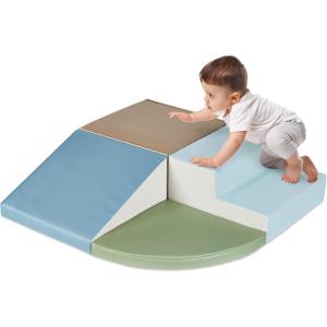 imageBest Choice Products 4Piece Kids Climb ampamp Crawl Soft Foam Block Activity Play Structures for Child Development Color Coordination Motor Skills  Earth ToneEarth Tone