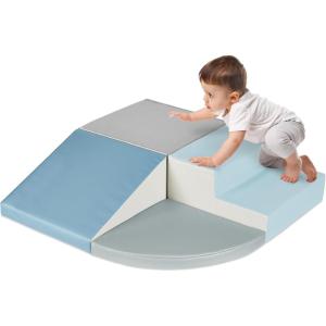 imageBest Choice Products 4Piece Kids Climb ampamp Crawl Soft Foam Block Activity Play Structures for Child Development Color Coordination Motor Skills  Earth ToneBlue