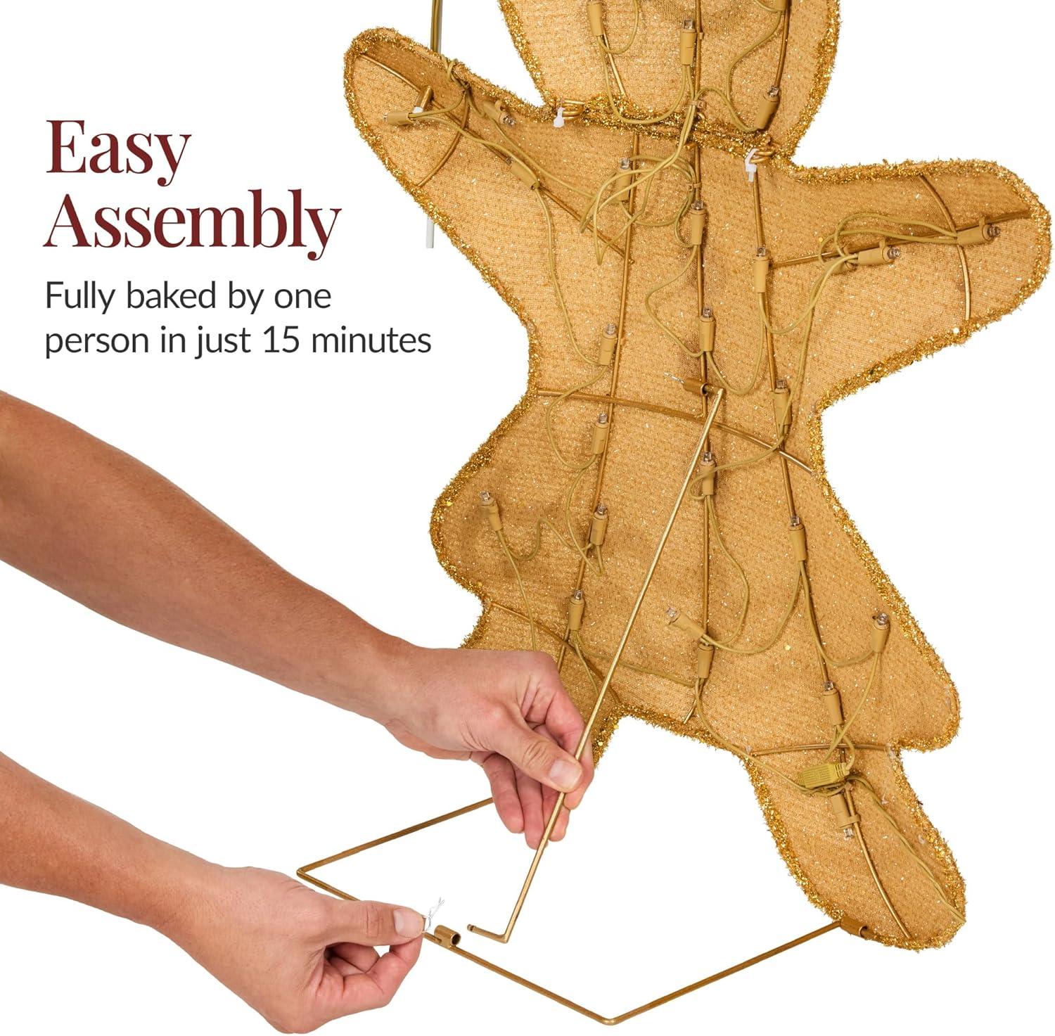 imageBest Choice Products 2D Gingerbread Family 4ft Christmas Yard Dcor Set 3Piece Light Up Outdoor Holiday Lawn Decoration wHouse Man 185 LED Lights