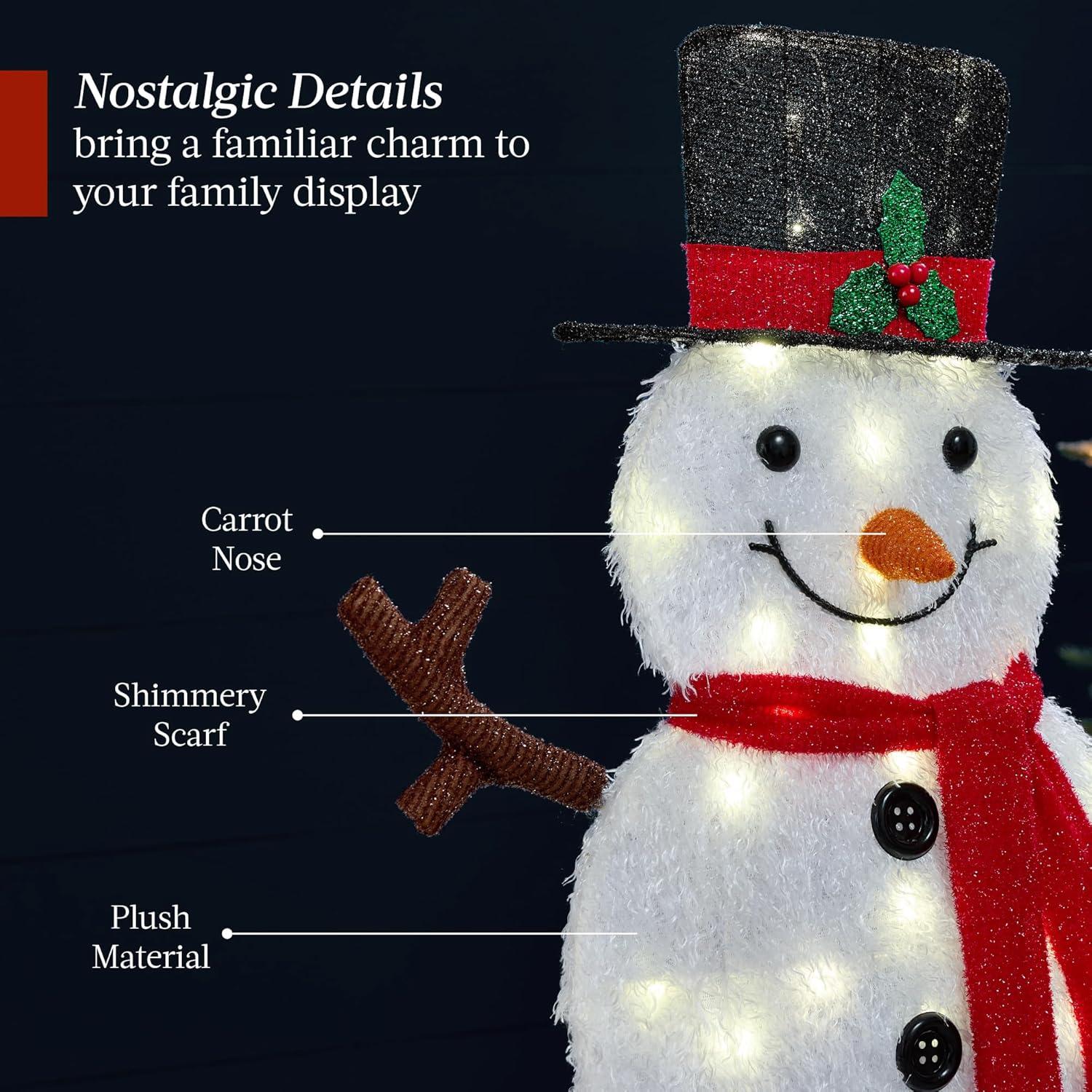 imageBest Choice Products 4ft 4Piece 2D Lighted Christmas Snowman Family Set Large Outdoor Yard Decor Holiday Decoration w 160 Twinkling LED Lights3Piece