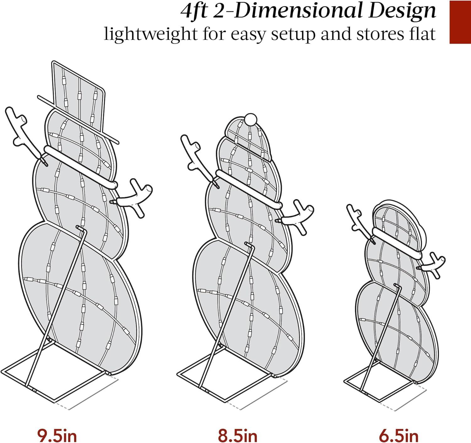 imageBest Choice Products 4ft 4Piece 2D Lighted Christmas Snowman Family Set Large Outdoor Yard Decor Holiday Decoration w 160 Twinkling LED Lights3Piece