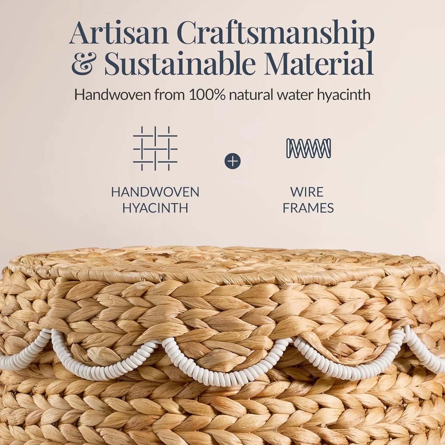 imageBest Choice Products Scalloped Multipurpose Hyacinth Storage Basket Plant Dcor Handwoven Organizer Tote for Bedroom Living Room Nursey wLid  Natural with White TrimScallop  NaturalWhite