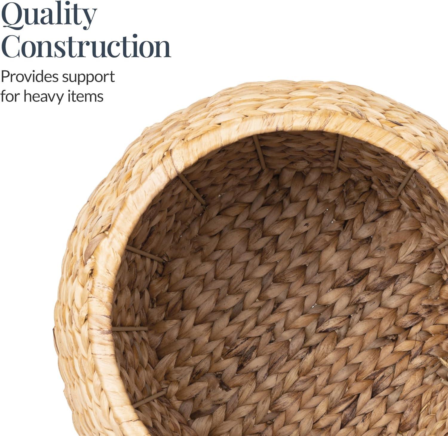 imageBest Choice Products Scalloped Multipurpose Hyacinth Storage Basket Plant Dcor Handwoven Organizer Tote for Bedroom Living Room Nursey wLid  Natural with White TrimScallop  Natural