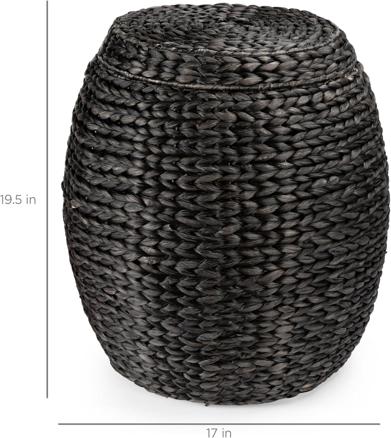 imageBest Choice Products Scalloped Multipurpose Hyacinth Storage Basket Plant Dcor Handwoven Organizer Tote for Bedroom Living Room Nursey wLid  Natural with White TrimBlack