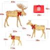 imageBest Choice Products 2D Moose Family Outdoor 2Pc Christmas Yard Dcor 4ft Lighted Yard Set Prelit AllWeather w 125 LEDs Ground Stakes  GoldGold  3Piece