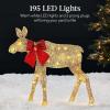 imageBest Choice Products 2D Moose Family Outdoor 2Pc Christmas Yard Dcor 4ft Lighted Yard Set Prelit AllWeather w 125 LEDs Ground Stakes  GoldGold  3Piece