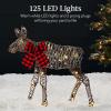 imageBest Choice Products 2D Moose Family Outdoor 2Pc Christmas Yard Dcor 4ft Lighted Yard Set Prelit AllWeather w 125 LEDs Ground Stakes  GoldRattan  2Piece