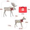 imageBest Choice Products 2D Moose Family Outdoor 2Pc Christmas Yard Dcor 4ft Lighted Yard Set Prelit AllWeather w 125 LEDs Ground Stakes  GoldRattan  2Piece