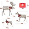 imageBest Choice Products 2D Moose Family Outdoor 2Pc Christmas Yard Dcor 4ft Lighted Yard Set Prelit AllWeather w 125 LEDs Ground Stakes  GoldRattan  3Piece