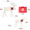 imageBest Choice Products 2D Moose Family Outdoor 2Pc Christmas Yard Dcor 4ft Lighted Yard Set Prelit AllWeather w 125 LEDs Ground Stakes  GoldWhite  2Piece
