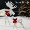 imageBest Choice Products 2D Moose Family Outdoor 2Pc Christmas Yard Dcor 4ft Lighted Yard Set Prelit AllWeather w 125 LEDs Ground Stakes  GoldWhite  2Piece
