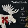 imageBest Choice Products 2D Moose Family Outdoor 2Pc Christmas Yard Dcor 4ft Lighted Yard Set Prelit AllWeather w 125 LEDs Ground Stakes  GoldWhite  2Piece
