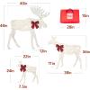 imageBest Choice Products 2D Moose Family Outdoor 2Pc Christmas Yard Dcor 4ft Lighted Yard Set Prelit AllWeather w 125 LEDs Ground Stakes  GoldWhite  3Piece